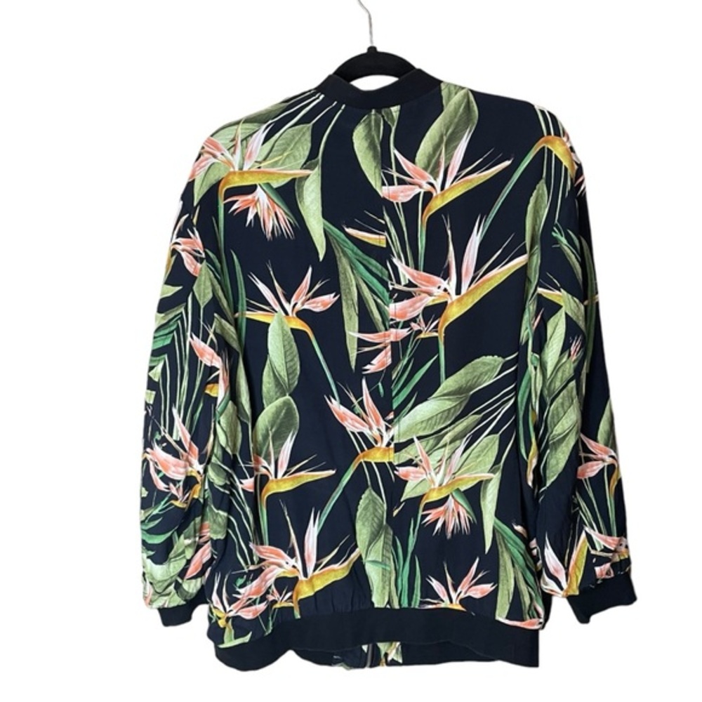 Zara‎ Basic Tropical Floral Bird of Paradise Bomber Jacket Women’s Size Large - Picture 2 of 5